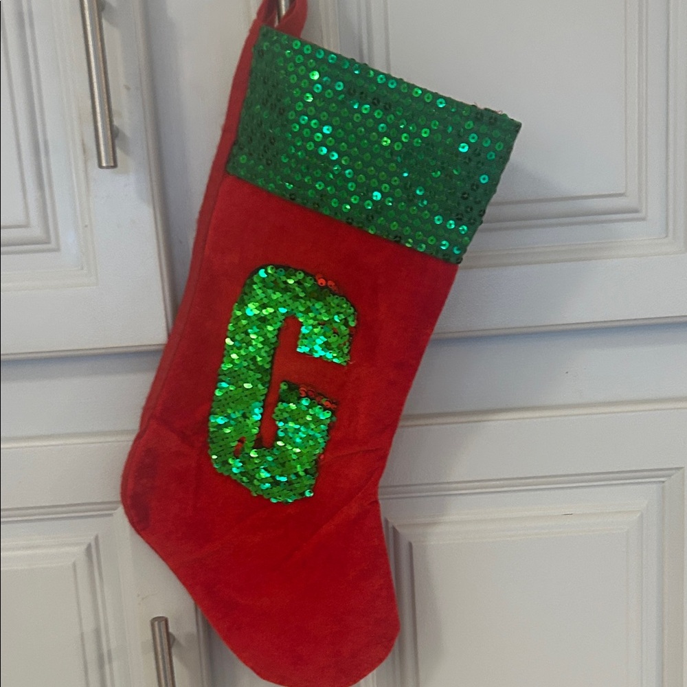 Red and Green Sequin Holiday Stocking